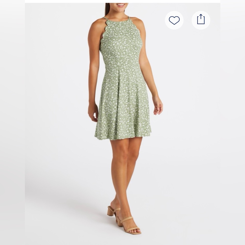 Green Floral Sleeveless Dress